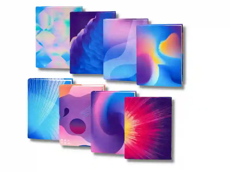 Set of stretchable fabric book covers for textbooks and paperbacks