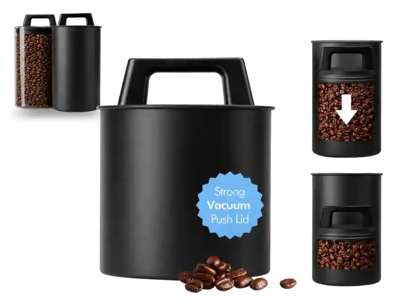 KIVY stainless steel vacuum coffee canister with push lid
