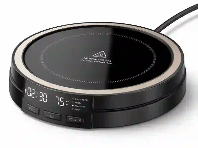 Smart desk mug warmer with temperature settings