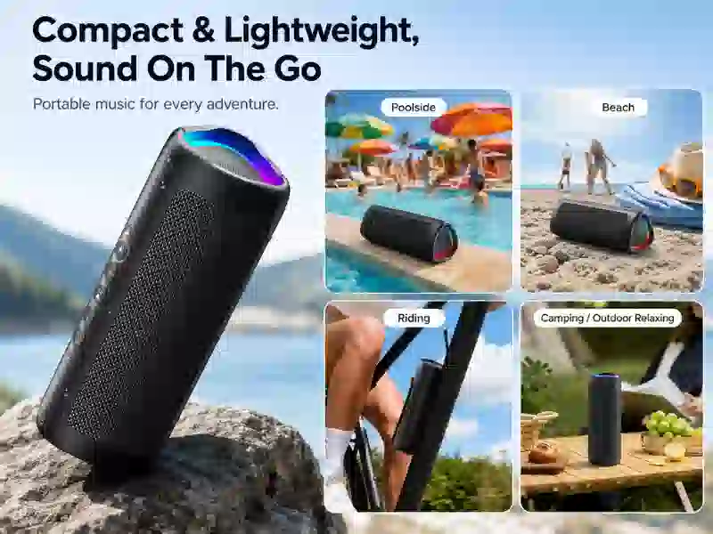Portable waterproof Bluetooth speaker with light effects