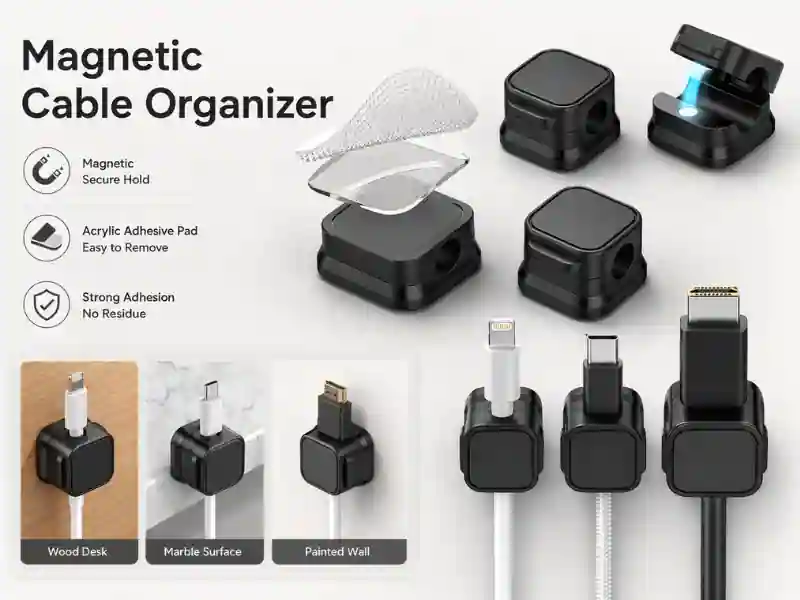 9-pack magnetic cable clips for desk cable management