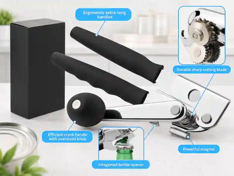 Heavy-duty stainless steel crank can opener