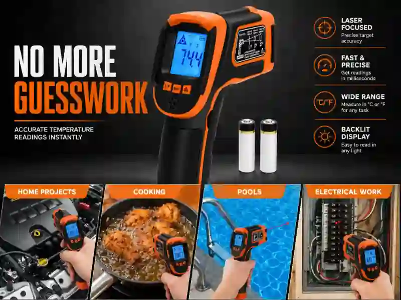 Infrared surface temperature gun for grill and pizza oven